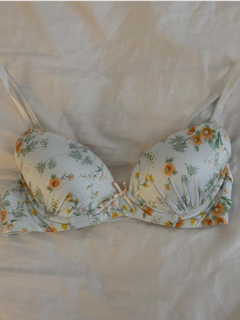 Floral Light Blue Padded Bra